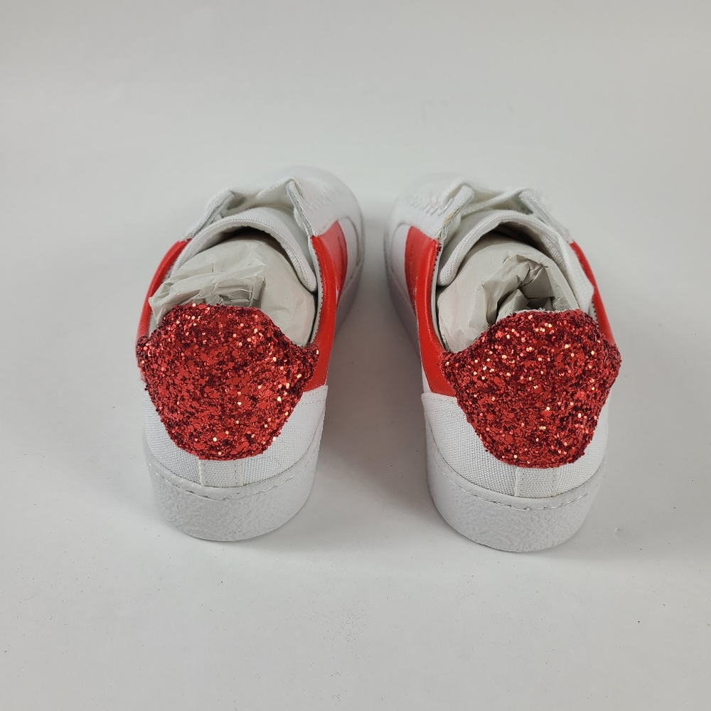 SANDRO White Red Glitter Back Sneakers - 37 / 7 - Picture 3 of 4